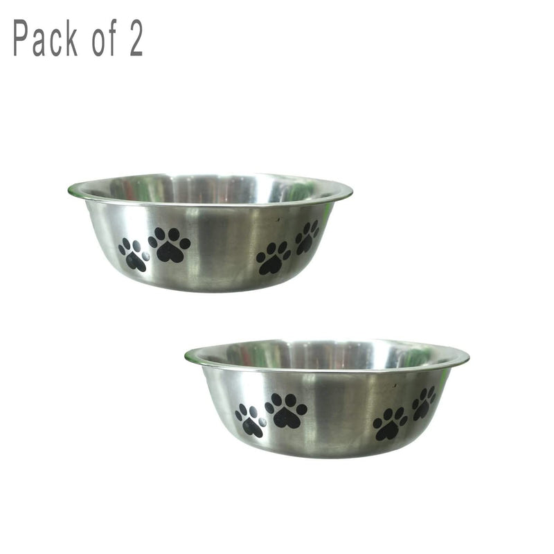 Emily Pets Dog Bowl Stainless Steel Anti Skid Dog Bowl (Small, Pack of 2)