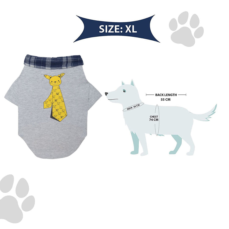 Lulala Dog Smart Shirt with printed Teddy Tie Clothes for Pets(Grey,S,M,L,XL,XXL)