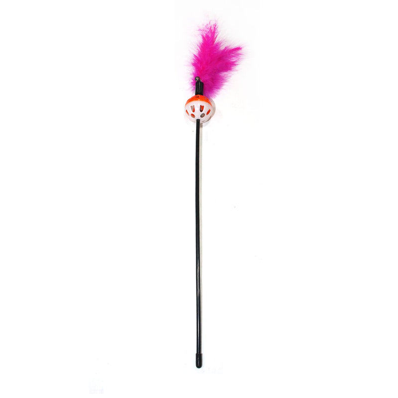 Emily Pets interactive Cat Feather Toys,Cat Wand Toy aWorm Feathers Teaser with Bell(Pink)