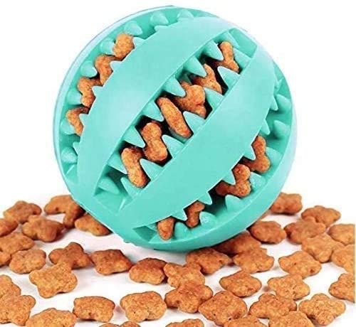 Treat Dispensing Rubber Ball with Rope  Non-Toxic  Dog Toy