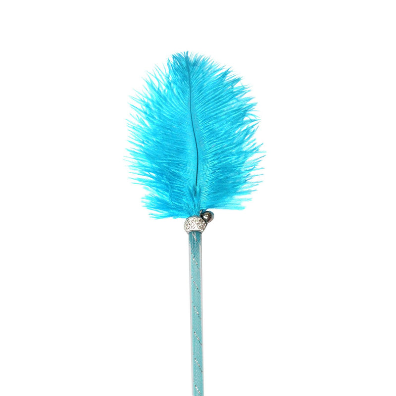 Emily Pets interactive Cat Thread Feather Toys,Retractable Cat Wand Toy(Light Blue)