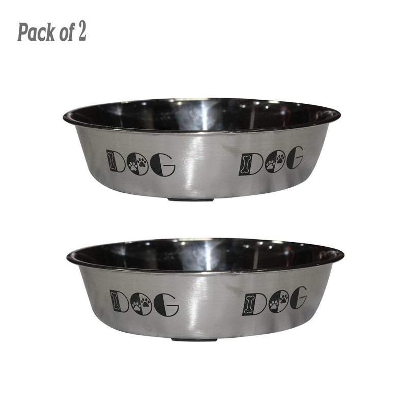 Bowl Stainless Steel Bowl For Dogs(Large, Pack of 2)