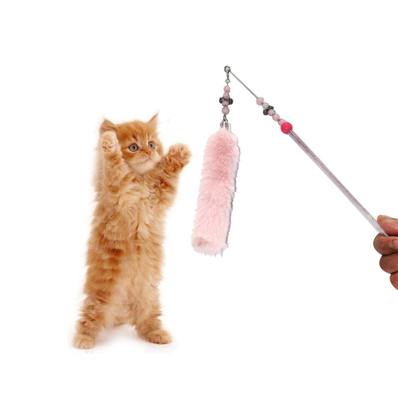 Emily Pets interactive Cat Feather Toys,Retractable Cat Wand Toy(Pink,Hot Pink,Green,Blue)