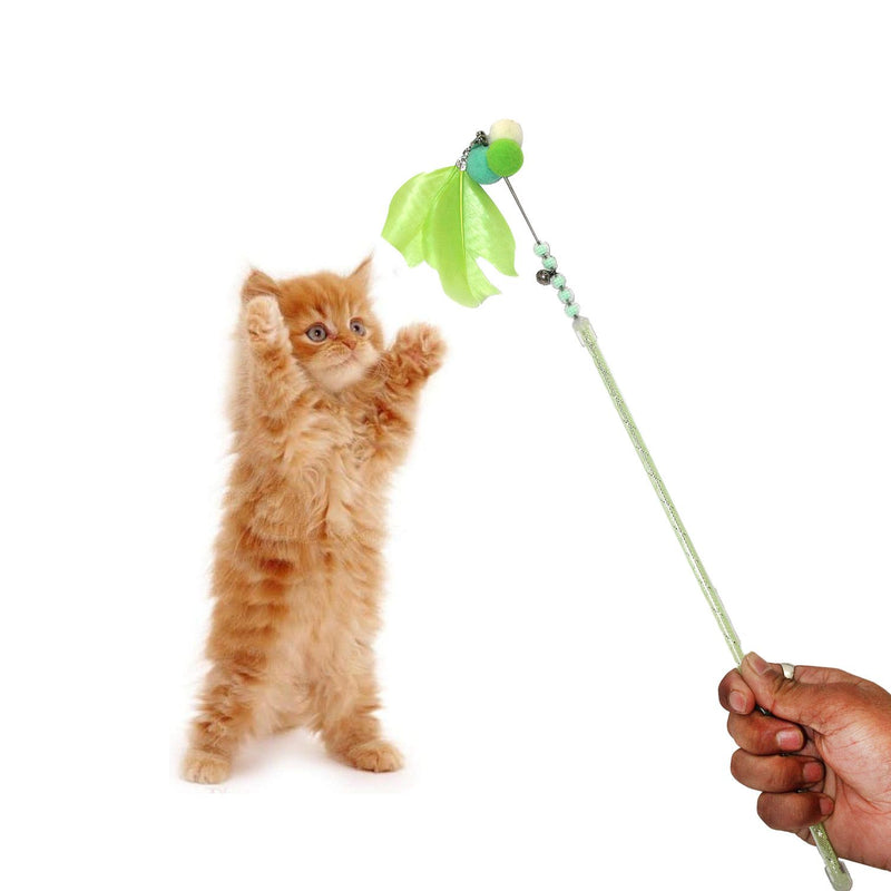 Emily Pets interactive Cat Natural Feather Toys with Bell(Green,Purple,Yellow,Pink)