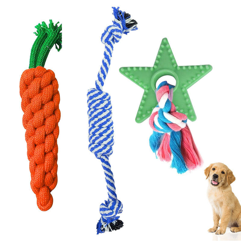 Dog Chew Toys And Rope Toys Combo (Color May Vary, Pack of 3)