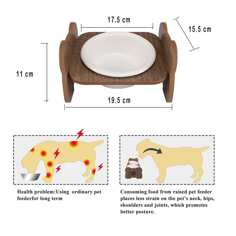 Emily Pets Single Diner Ceramic Dog Bowl 15° Tilted Raised Dog,Cat Bowl(Single Bowl)