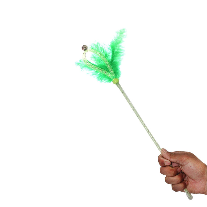 Emily Pets Nylone interactive Cat Toys with Feather and Bell,Cat Wand Toy(Green)