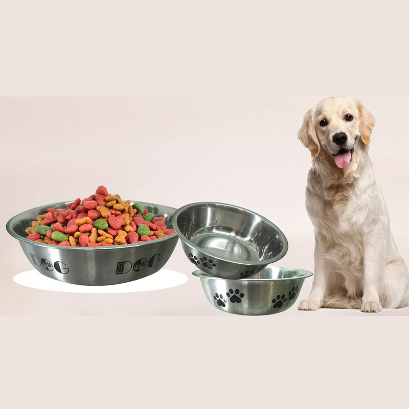 Emily Pets Dog Bowl Stainless Steel Anti Skid Dog Bowl (Small, Pack of 3)