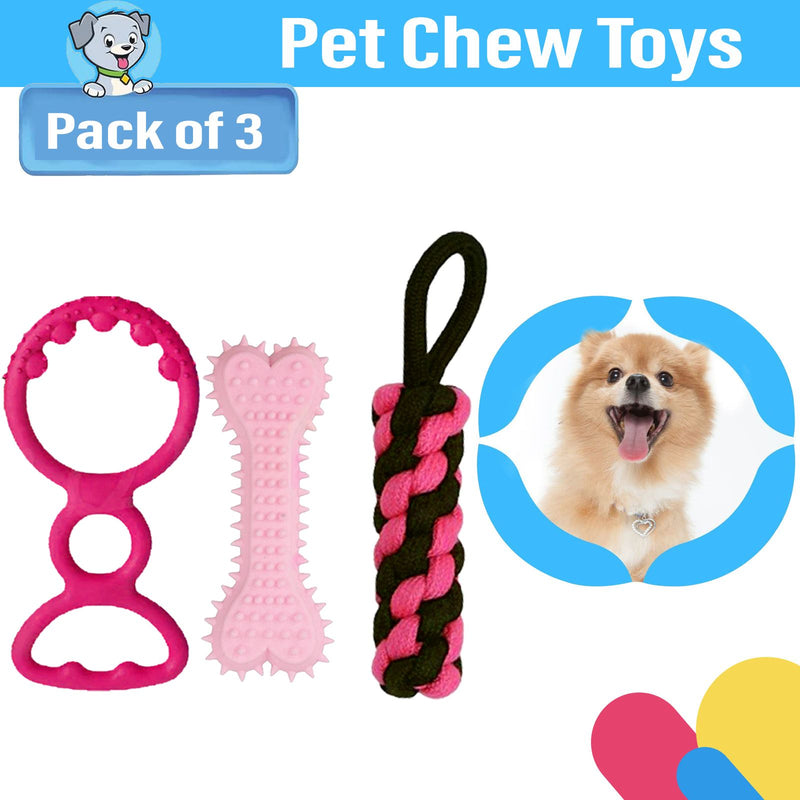 Chew Tug Toys Set For Dogs (Color May Vary, Pack of 3)