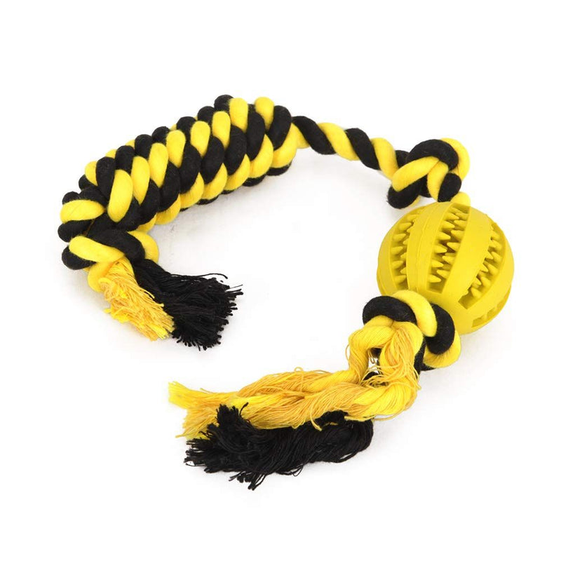 Treat Dispensing Rubber Ball with Rope  Non-Toxic  Dog Toy