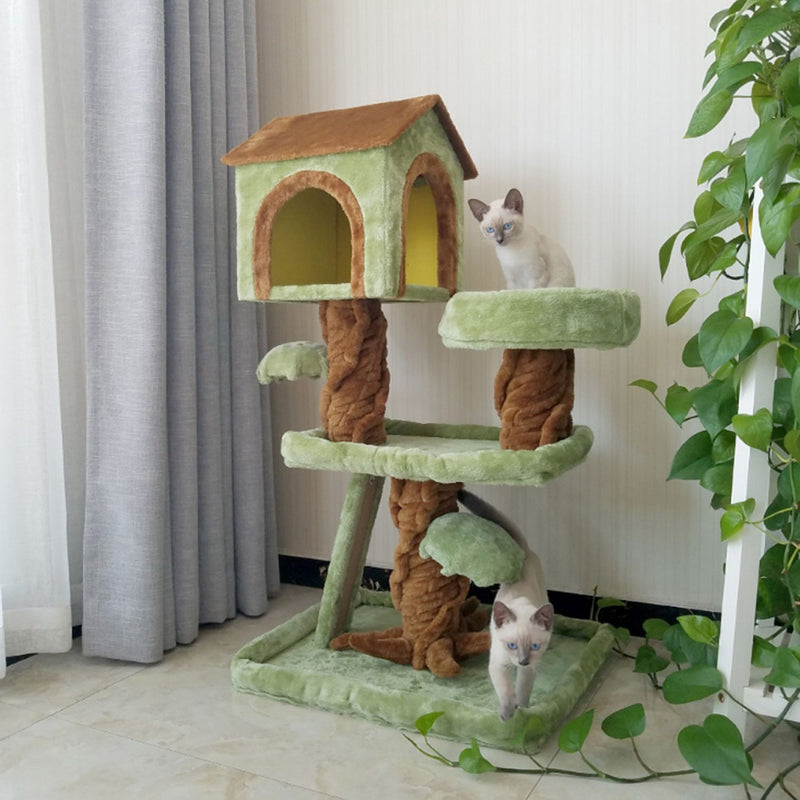 Emily Pets Extra Large Multi-Level Cat 43" Tree Condo Furniture with Plush Perch & Toys for Play Rest(L)