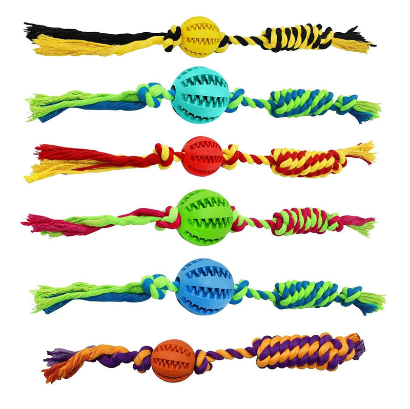 Treat Dispensing Rubber Ball with Rope  Non-Toxic  Dog Toy