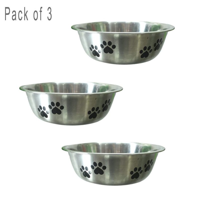 Emily Pets Dog Bowl Stainless Steel Anti Skid Dog Bowl (Small, Pack of 3)