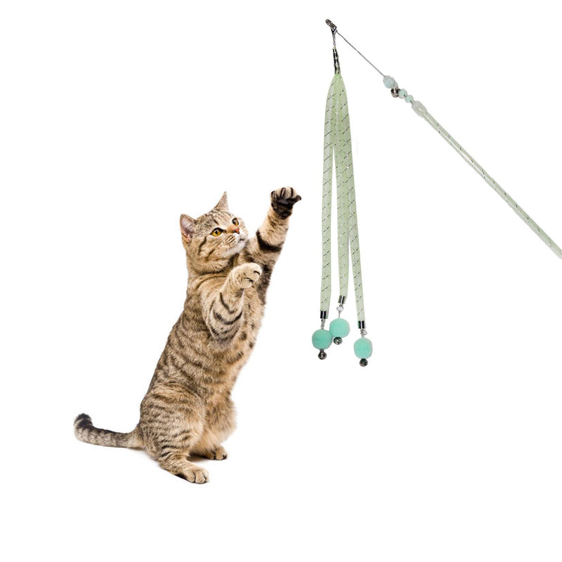 Emily Pets interactive Cat Feather Toys,Retractable Cat Wand Toy (Pink,Yellow,Green)